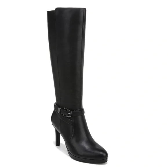 11. Naturalizer Black Heeled Boots with High Heel and Rounded Toe - Picture 1 of 1